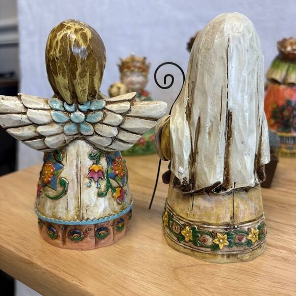 VTG 2006 Blessed be the Name Jesus Wood Carve Look Resin Nativity Set - 9 PC. - Picture 12 of 16